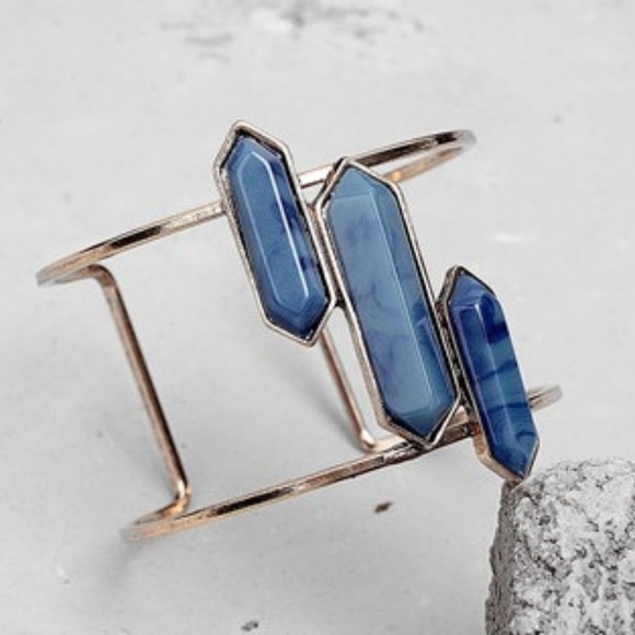 Jewelry - Bohemian Style Blue Open Cuff